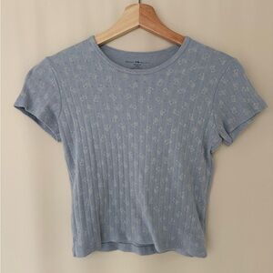 Brandy Melville Light Blue Floral Tee
